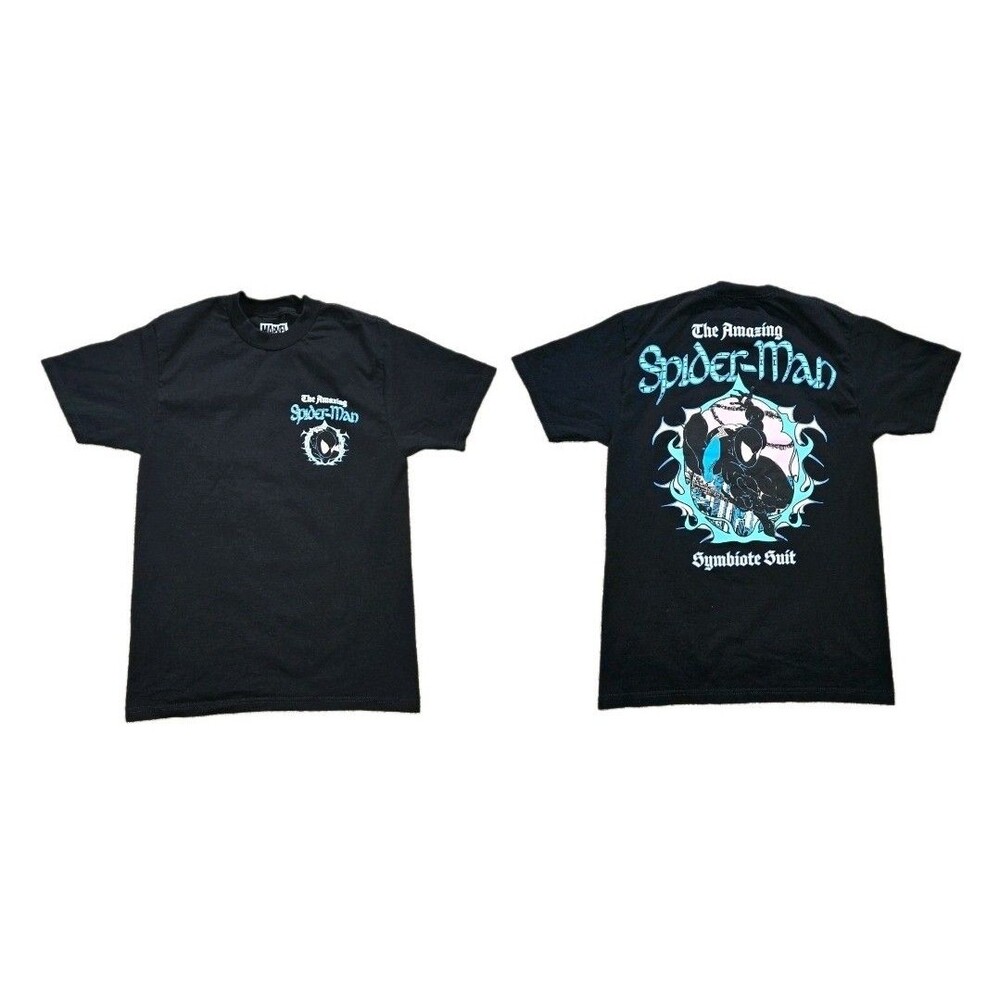 Marvel Spider-Man Symbiote Suit Graphic T Shirt Black Small S Double Sided